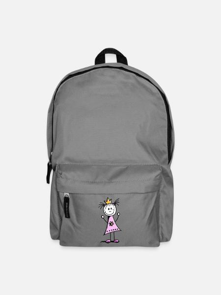 Lustige Prinzessin mit Krone und rosa Kleid - Rucksack - Mittelgrau