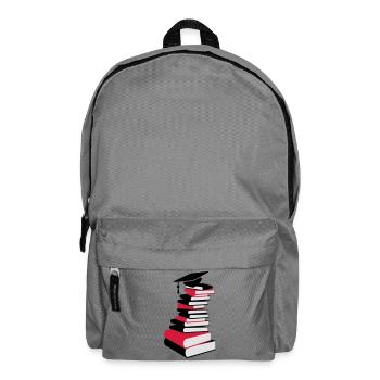 Une pile de livres avec chapeau de graduation - Sac à dos - gris éléphant - Devant