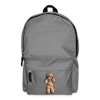 Pudel mit Teddy - Rucksack - Mittelgrau - Vorne