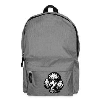 Niedliche Pudel Bleistiftzeichnung - Rucksack - Mittelgrau - Vorne