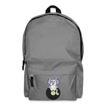 Nostalgic kitten who loves vinyl records - Backpack - elephant grey - Front