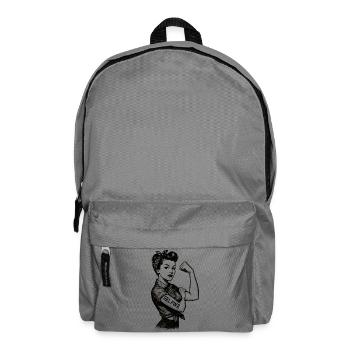 Strong Woman GRL PWR Rockabilly Biceps Arm Gift - Backpack - elephant grey - Front
