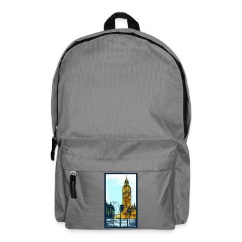 Big Ben Illustration Poster – London, Modern Art - Backpack - elephant grey - Front