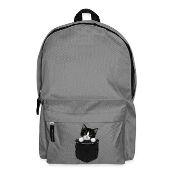 Cat Pocket jette un coup d’œil à un chat mignon dans la poche - Sac à dos - gris éléphant - Devant