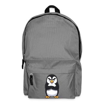 Grumpy Pinguin Cartoon sauer mürrisch genervt - Sac à dos - gris éléphant - Devant