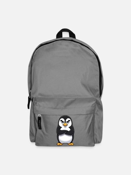 Grumpy Pinguin Cartoon sauer mürrisch genervt - Rucksack - Mittelgrau