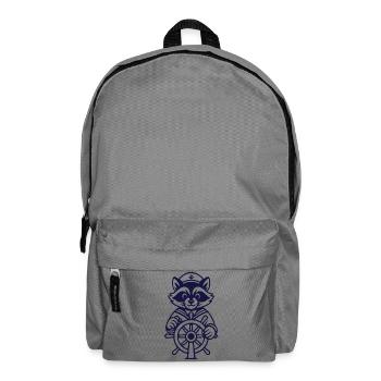 Raccoon Captain at the Helm - Backpack - elephant grey - Front