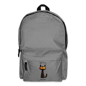 Fluffy cat with big orange eyes - Backpack - elephant grey - Front