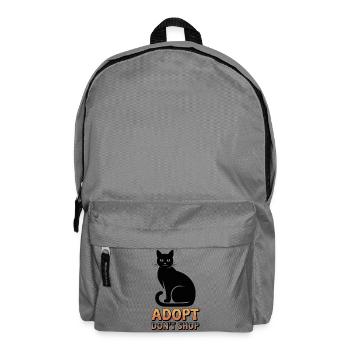 Adoptieren Statt Kaufen Schwarze Katze Tierschutz - Rucksack - Mittelgrau - Vorne