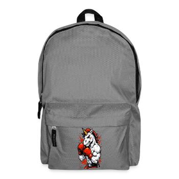 Angry Unicorn Boxing Power Illustration - Backpack - elephant grey - Front