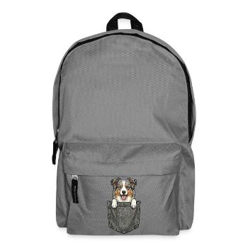 Berger Australien dans la Poche - Chien Mignon - Sac à dos - gris éléphant - Devant