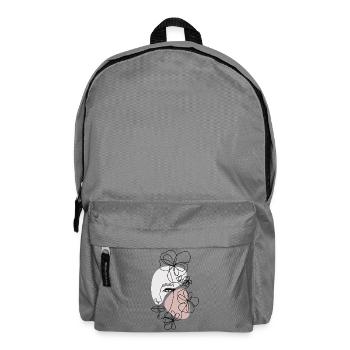 Line Art Frau mit Blumen - Minimalistische Frau - Rucksack - Mittelgrau - Vorne