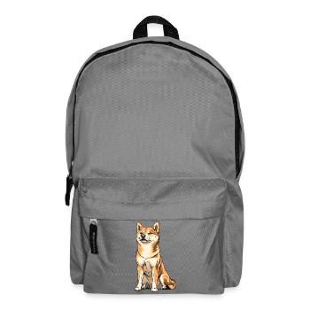 Shiba Inu Cartoon Hund Illustration - Rucksack - Mittelgrau - Vorne