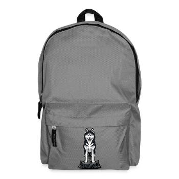 Sibirischer Husky-Hund auf Felsen Blue Eyes stolz - Rucksack - Mittelgrau - Vorne