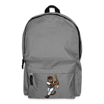 Tiger im Baseballschwung - Rucksack - Mittelgrau - Vorne
