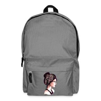 Starke Frau mit Wissen – Bücher im Kopf - Rucksack - Mittelgrau - Vorne