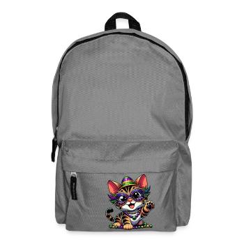 Mardi Gras Bengal Cat, Comic Look - Backpack - elephant grey - Front