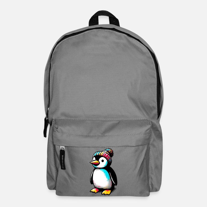 Pinguin mit winterlicher Wollmütze - Rucksack - Mittelgrau