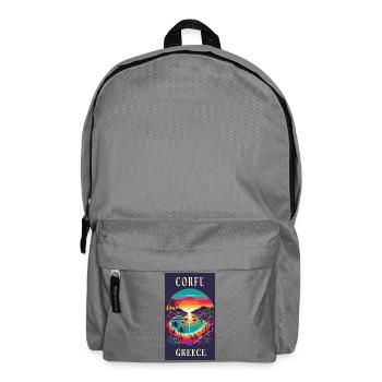 Korfu Griechenland Sonnenuntergang Design - Rucksack - Mittelgrau - Vorne