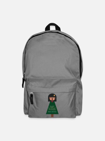 Weihnachtsgruß-Puppe im Grün - Rucksack - Mittelgrau