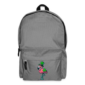 Lucky Flamingo, Funny St. Patrick's Day Design - Backpack - elephant grey - Front