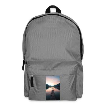 West by the lake with a pier and swans - Backpack - elephant grey - Front