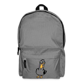 Crazy Seagull Squinting Grimace Insane Bird - Backpack - elephant grey - Front