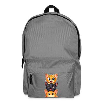 Stacked Happy Kittens Trio - Backpack - elephant grey - Front