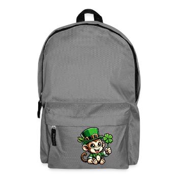 St. Patrick's Day Affe Schimpanse Kleeblatt Design - Rucksack - Mittelgrau - Vorne