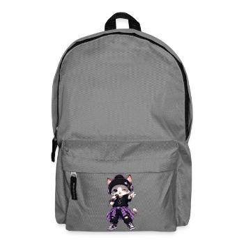 Lila K-Pop Singende Katze - Rucksack - Mittelgrau - Vorne