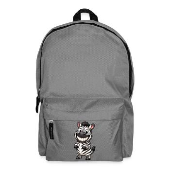 Lustiges Grinsen Zebra Comic Cartoon - Rucksack - Mittelgrau - Vorne