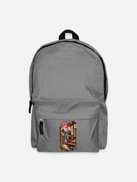 Geisha im Teehaus mit Sakura & Fuji - Rucksack - Mittelgrau