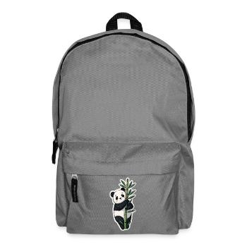 Kawaii Panda avec bambou – Motif d’autocollants mignons - Sac à dos - gris éléphant - Devant