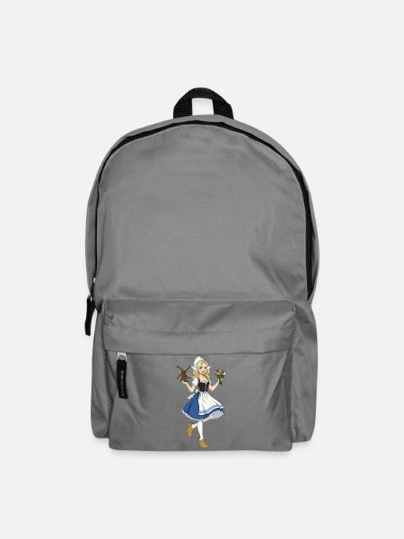 Holland Girl Tulpen und Windmühle - Rucksack - Mittelgrau