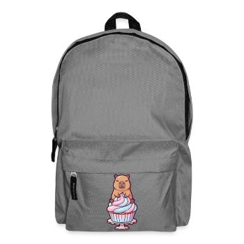 Capybara on cupcake cake sweet motif - Backpack - elephant grey - Front