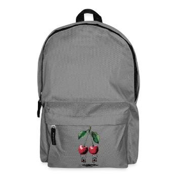 Illustration de cerises avec un look vintage de feuilles - Sac à dos - gris éléphant - Devant