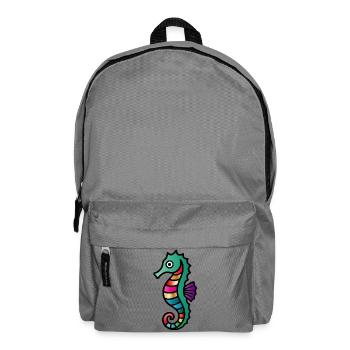 Buntes Seepferdchen | Maritimes Kunstmotiv - Rucksack - Mittelgrau - Vorne