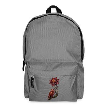 Luminescent Owl and Fire Flower - Backpack - elephant grey - Front