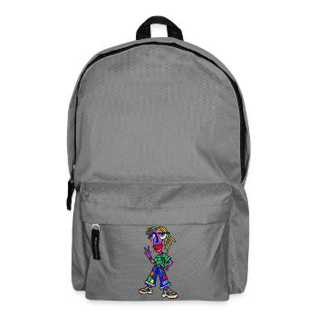 Vibrantes Punk Patch Outfit - Rucksack - Mittelgrau - Vorne