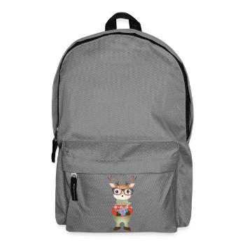 cute deer with Christmas gift & glasses - Backpack - elephant grey - Front