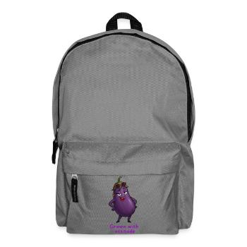 aubergine avec attitude illustration végétale - Sac à dos - gris éléphant - Devant