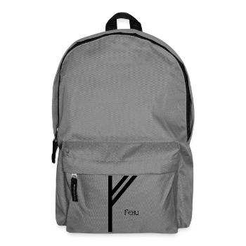 Fehu Rune with Name Black – Viking Futhark - Backpack - elephant grey - Front