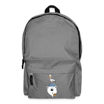 Bär mit Möwe - Rucksack - Mittelgrau - Vorne