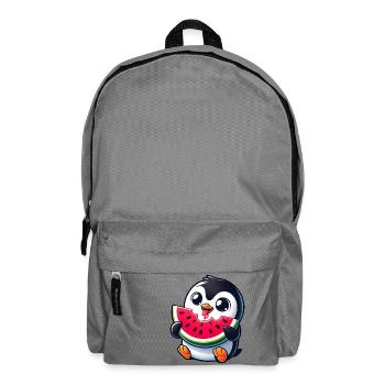 Pinguin mit Wassermelone Cartoon - Rucksack - Mittelgrau - Vorne