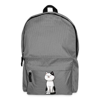 White Cat with Black Patches - Backpack - elephant grey - Front