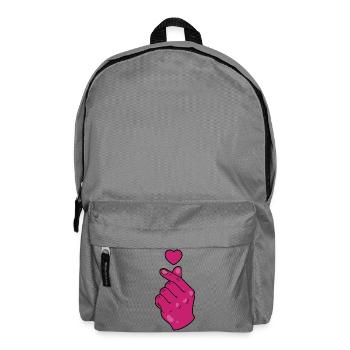 Kpop Koreanische Musik Niedlich Pink Finger Herz Liebe - Rucksack - Mittelgrau - Vorne