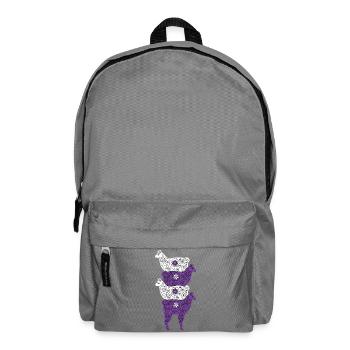Alpaka Familie Lila Weiße Blumenmuster - Rucksack - Mittelgrau - Vorne
