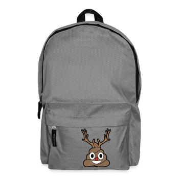 Poop Emoji Reindeer Merry Christmas Holiday Xmas - Backpack - elephant grey - Front
