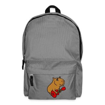 Capybara Playing Guitar Rock Guitarist Cartoon - Backpack - elephant grey - Front