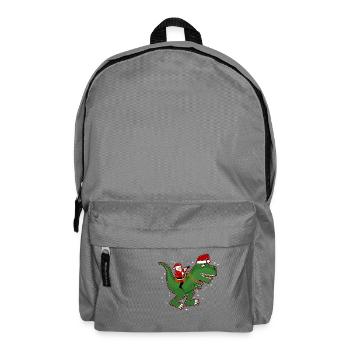Santa riding dinosaur Trex Christmas fun - Backpack - elephant grey - Front